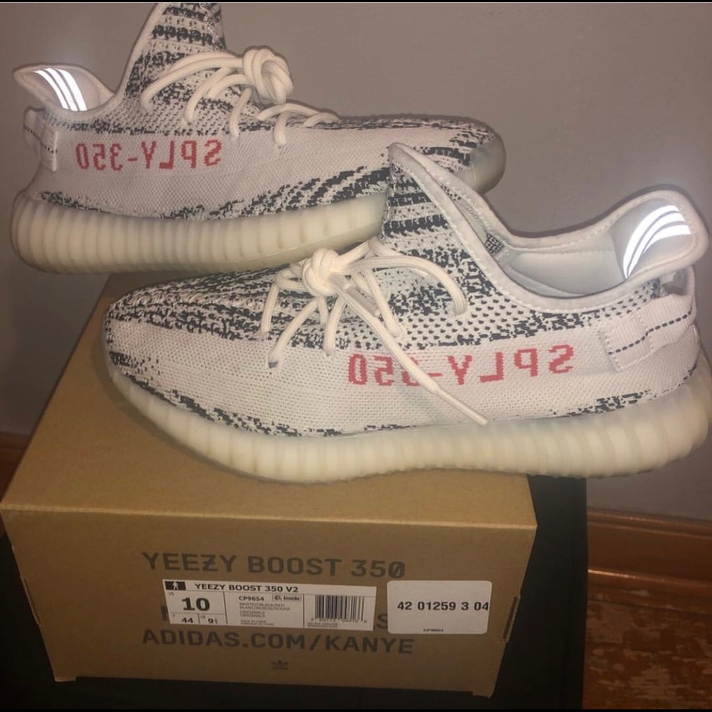 Zebra yeezys Worn 1 - Picture 2 of 3